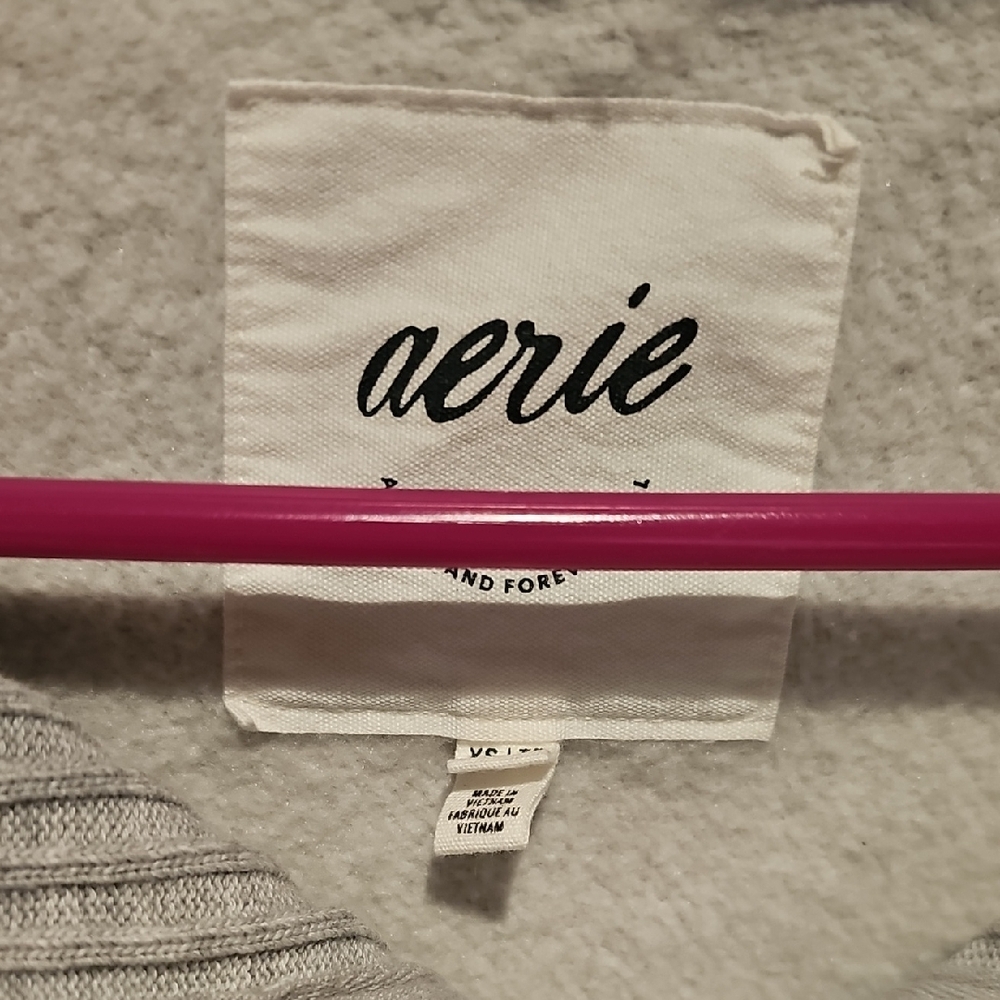Aerie Light Gray Button-Up Sweatshirt XS - Picture 2 of 5
